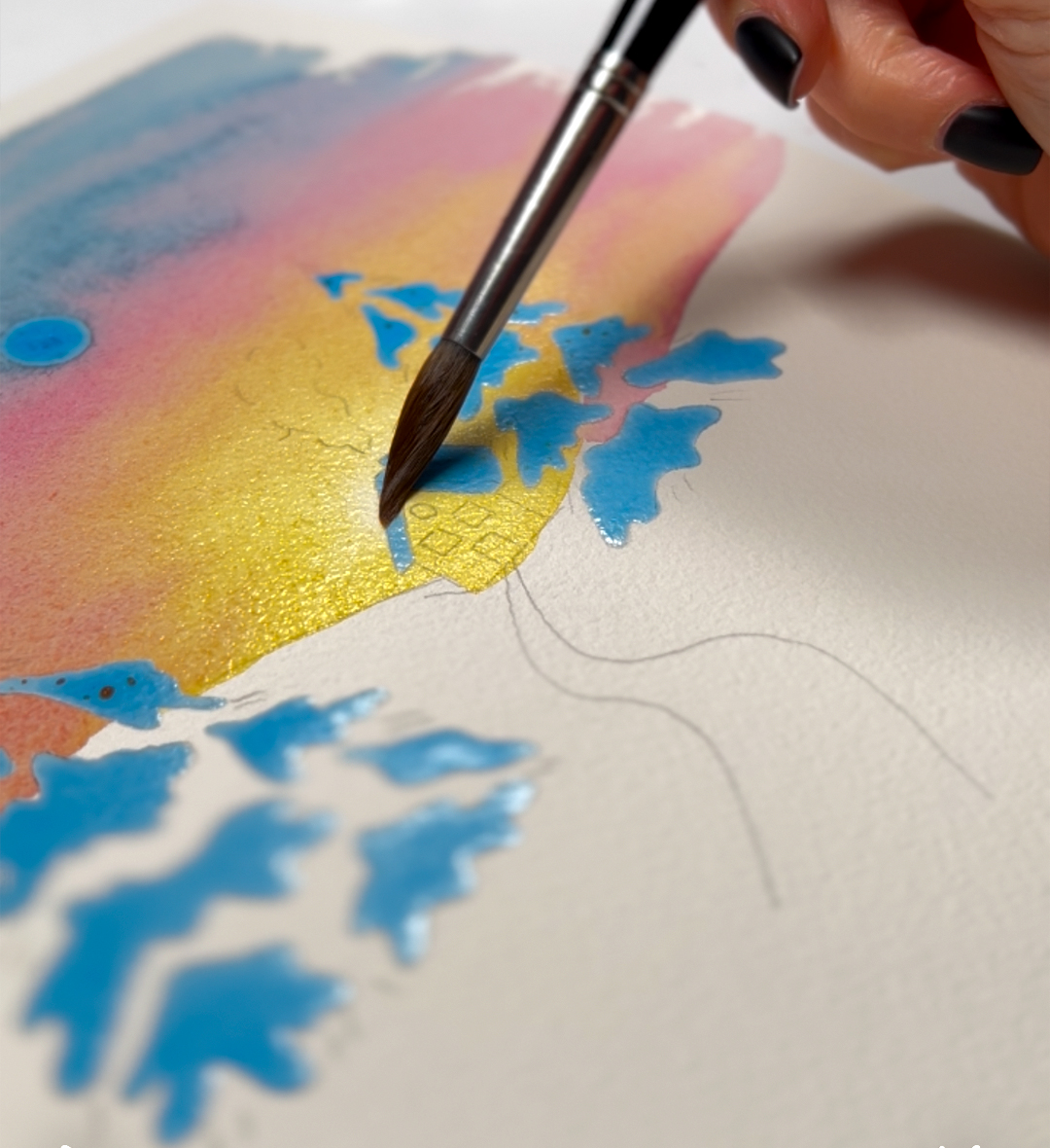 Aquarell Farbverläufe Winter Landschaften Event