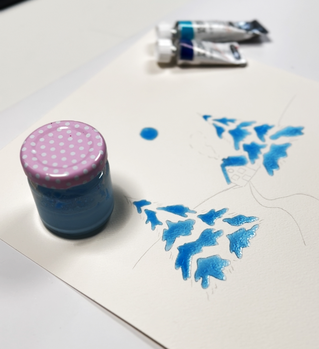 Aquarell Winter Landschaften Workshop Masking Fluid