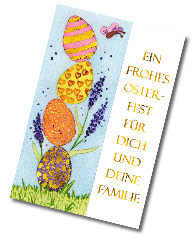 Aquarell Osterkarte mit Gold