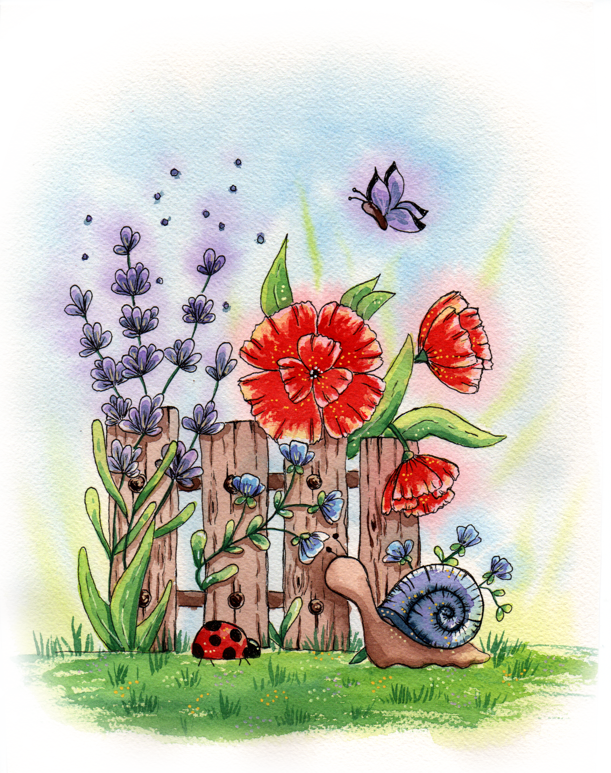 Cottage Garten Aquarell