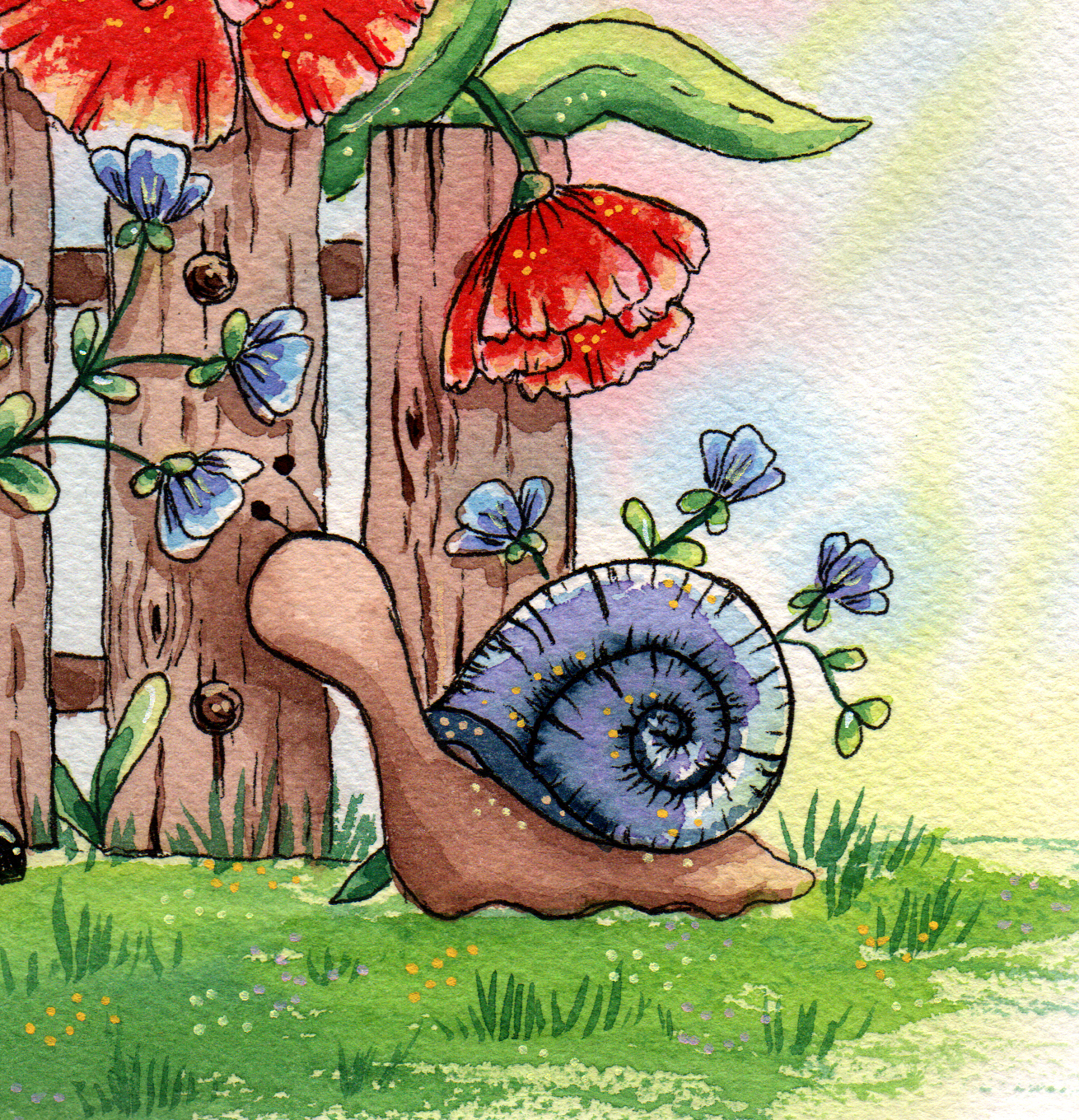 Schnecke Aquarell Cottage Garten Event
