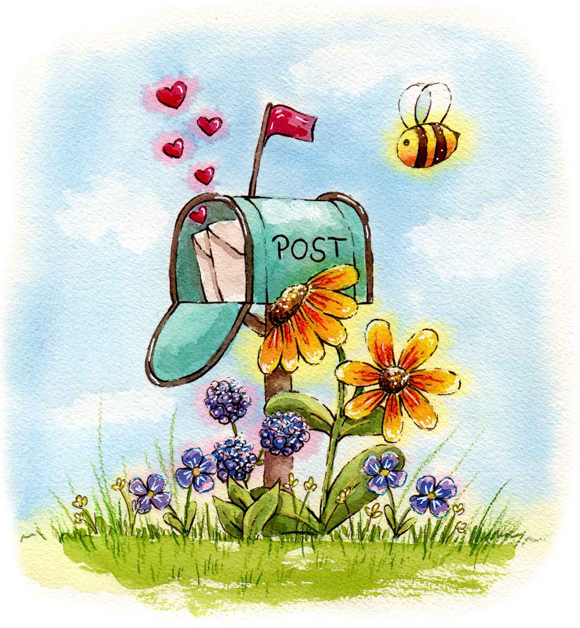 Briefkasten mit Blumen live Aquarell malen mit Regina