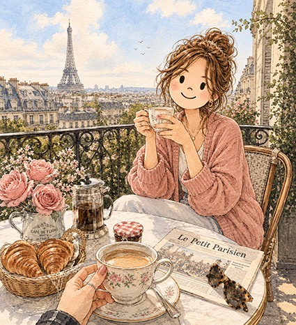 Petras Balkon Emma in Paris Malen und Zeichnen lernen mit Regina Dambeck