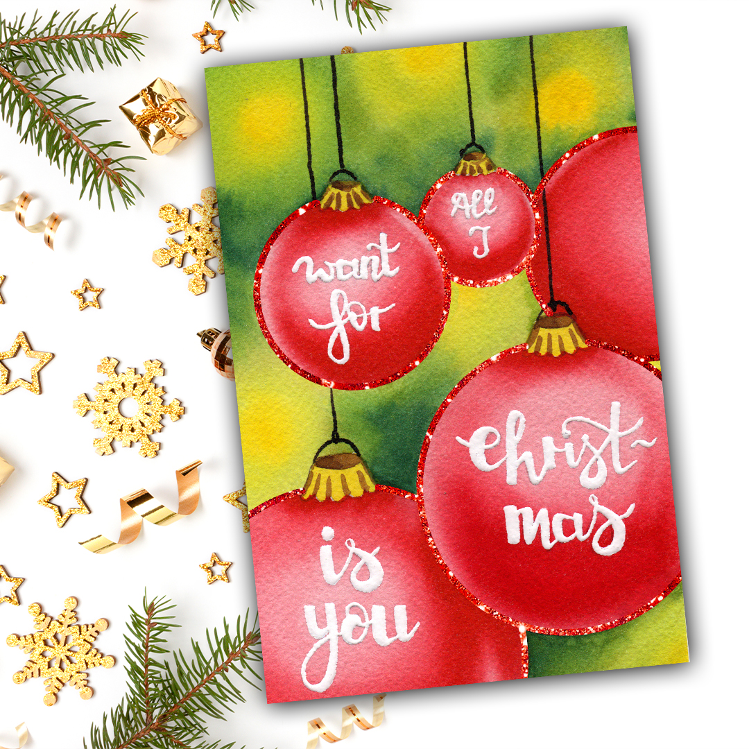 Weihnachtskarten mit Aquarell und Mixed Media